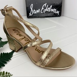 NIB Sam Edelman Gold Block Heels
